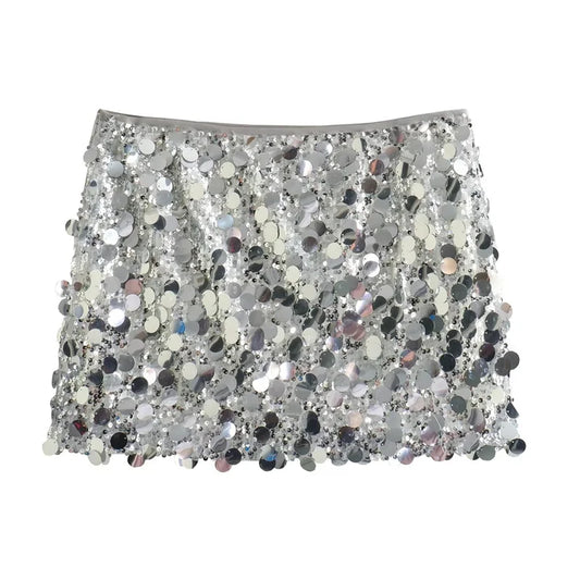 Arabella Silver Sequin Skirt